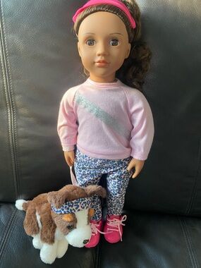 18-inch Our Gen Like new out of box with Plush Puppy on leash